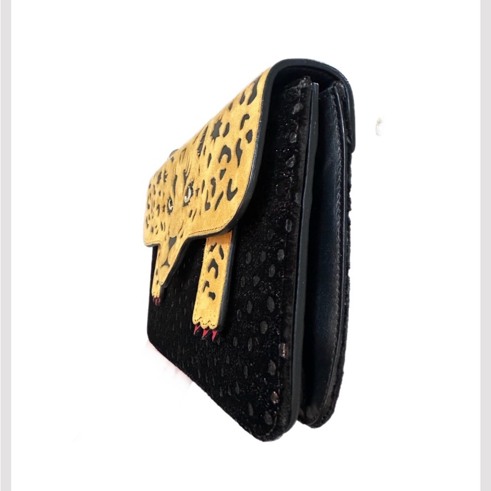 Charlotte Olympia Black and Tan Leopard Clutch - Picture 2 of 4